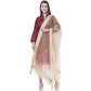 A R Silk Light Golden Color Flower Mirror Orgenza Cotton Dupattas and Chunnis
