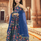 Aayaa Designer Printed Silk Blue Kids Lehenga Choli - Blue