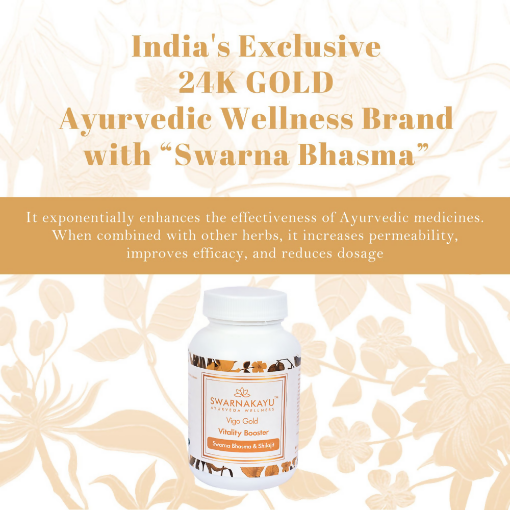 Swarnakayu Vigo Gold Vitality Booster Tablets With Swarna Bhasma & Sj - Swadesiicart