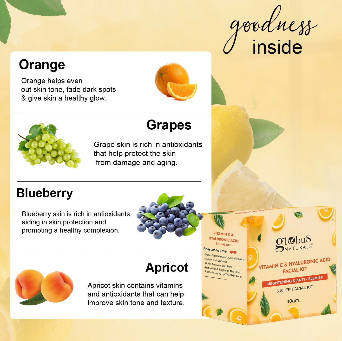 Globus Naturals Vitamin C & Hyaluronic Acid Facial Kit | Swadesiicart