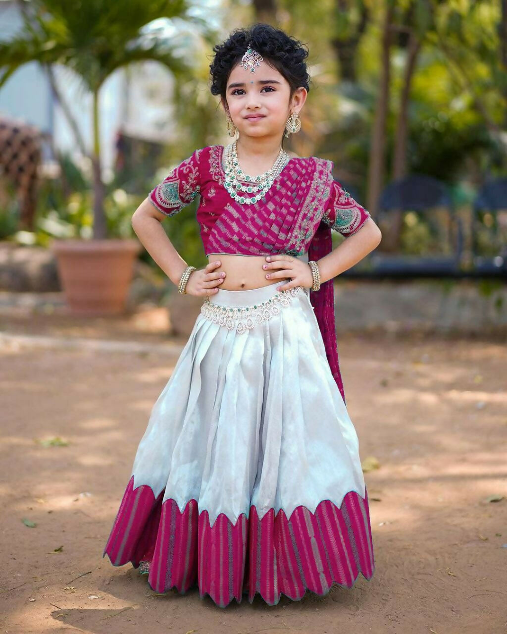 Jyoti Fashion Classy Wine Heavy Chenille Sequins Embroidered Kids Lehenga Choli Set | Swadesiicart