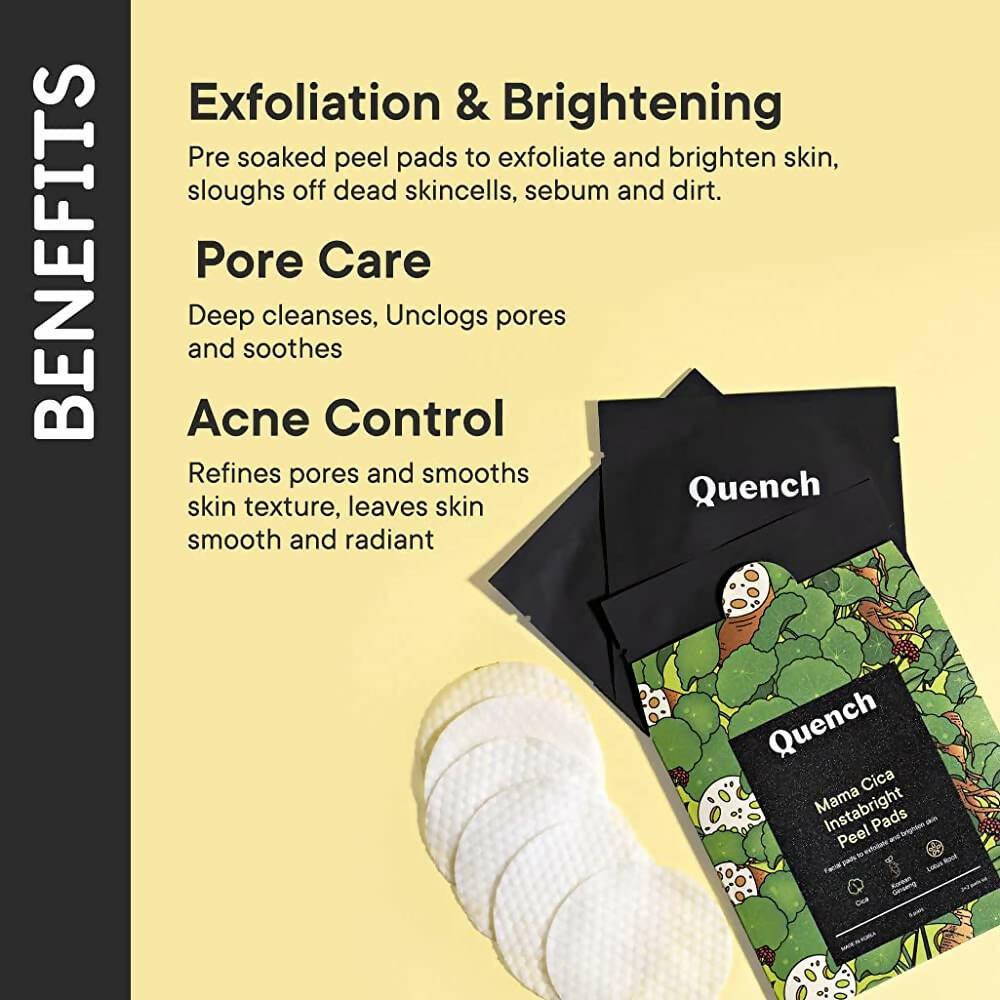 Quench Botanics Mama Cica Instabright Peel Pads - Korean Skincare | Swadesiicart