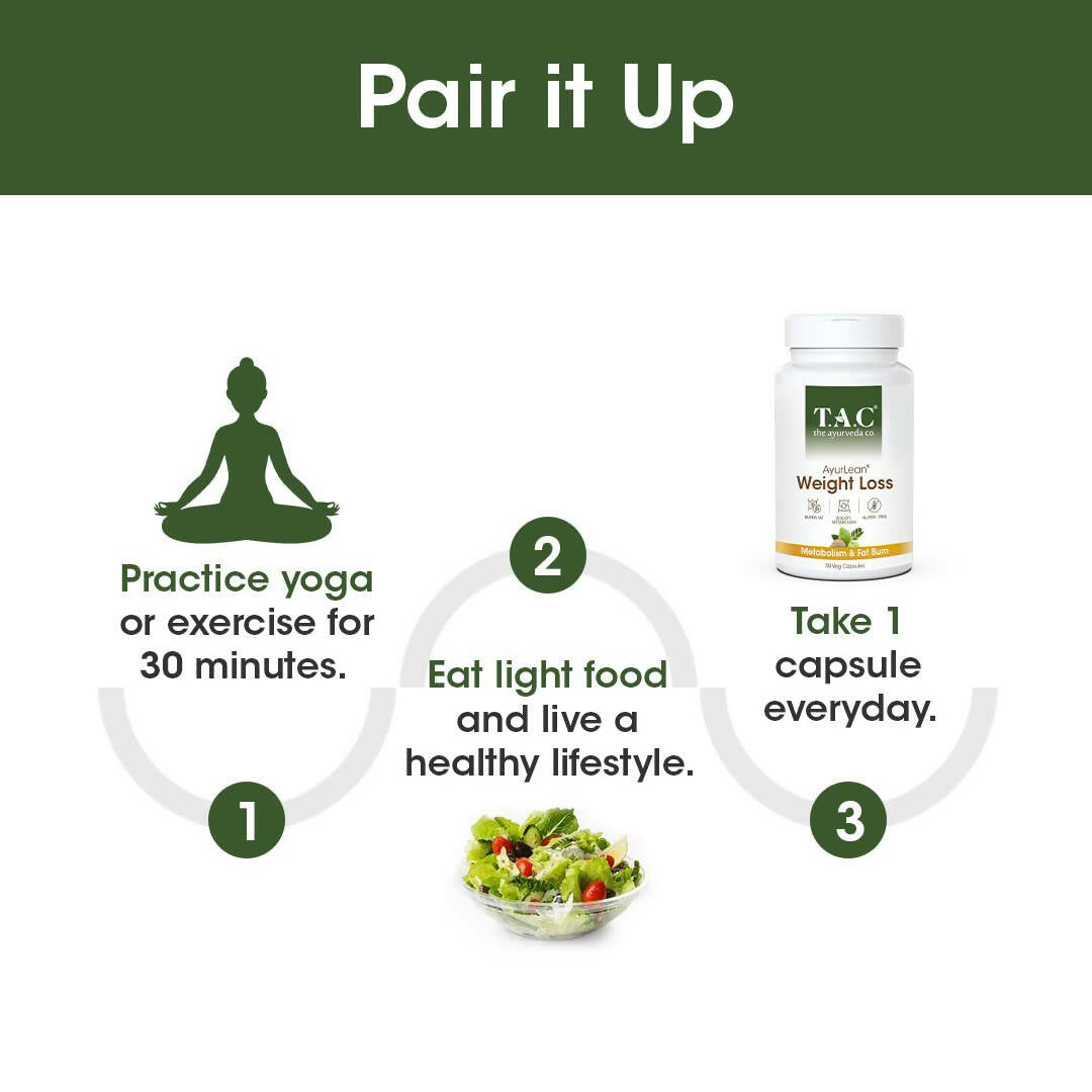 TAC - The Ayurveda Co. AyurLean Weight Loss Veg Capsules | Swadesiicart