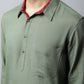 Even Apparels Green Color Linen Solid Men's Kurta With Shirt Collar (LN944) | Swadesiicart