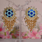 Blue Mandala Flower Hand Painted Bridal Earrings By House of Ree - Swadesiicart
