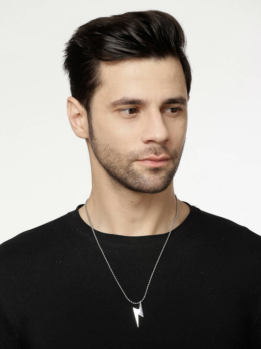 NVR Men Silver Plated Flash Pendent With Chain | Swadesiicart