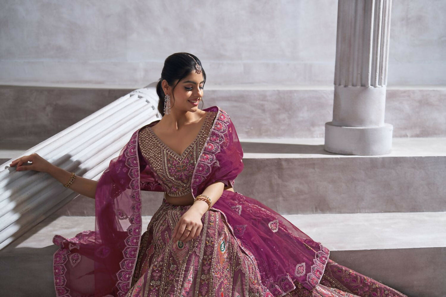 Kesar Fab Purple Banarasi Silk Hand_Woven Lehenga | Swadesiicart