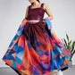 House of Panchhi Multi colour Organza Abstrack design digital print Semi-Stitched Lehenga choli & Dupatta | Swadesiicart