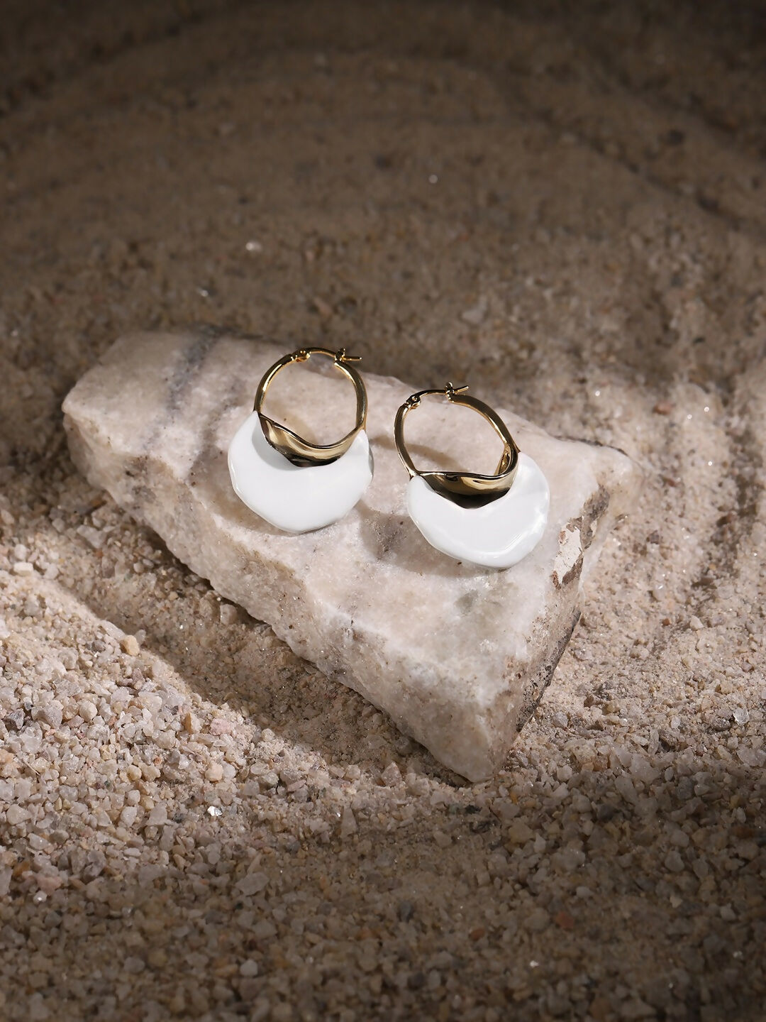 White Mother of Pearls Stone Earrings- Ruby Raang | Swadesiicart