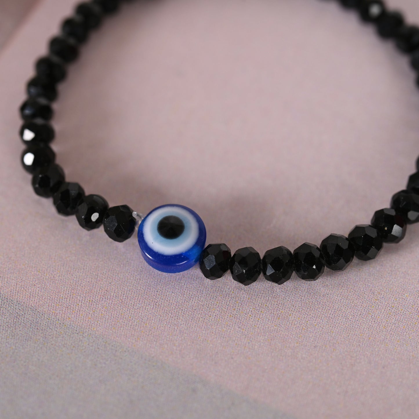 NVR Men & Women Black Evil Eye Crystal Elasticated Bracelet - NR Retail-NVR