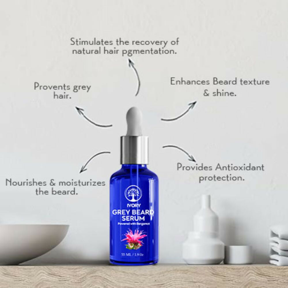 Ivory Natural Greys Beard Serum Restore Natural Black Color Of Grey White Beard | Swadesiicart