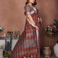 Aastha Fashion Brown Linen Weaving Saree
