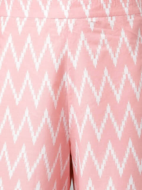 FIORRA Women's Baby Pink Cotton A-Line Kurta Set - Swadesiicart