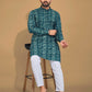 Anaita Teal Printed Cotton Straight Kurta