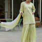 Juniper Women's Lime Green Cambric Floral Print Kurta Sharara Sets | Swadesiicart