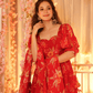 Aayaa Designer Printed Tebby Silk Suit - Multi Color