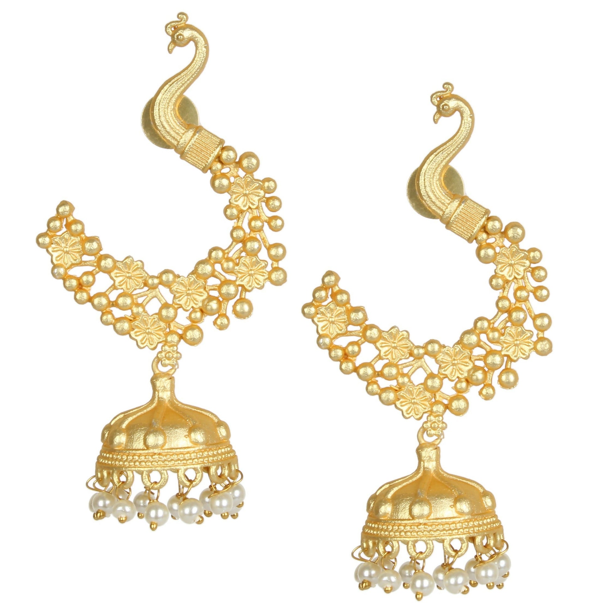 Joban Fashion Women Matte Gold Brass Jhumka | Swadesiicart
