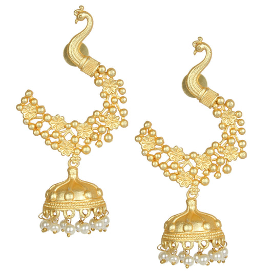 Joban Fashion Women Matte Gold Brass Jhumka | Swadesiicart