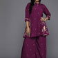 Ahalyaa Women's Traditional wear Co-ords - Purple - Swadesiicart