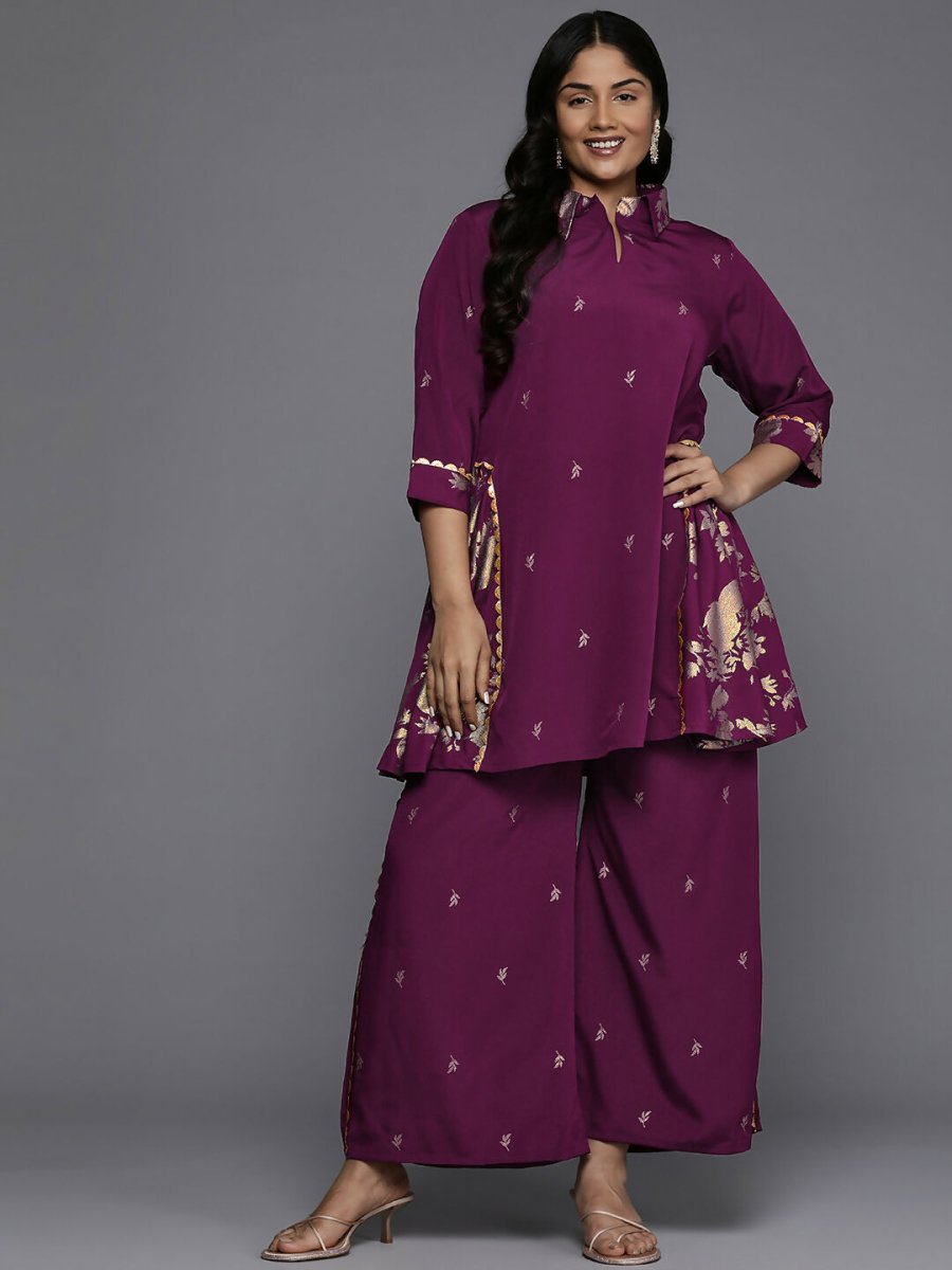 Ahalyaa Women's Traditional wear Co-ords - Purple - Swadesiicart