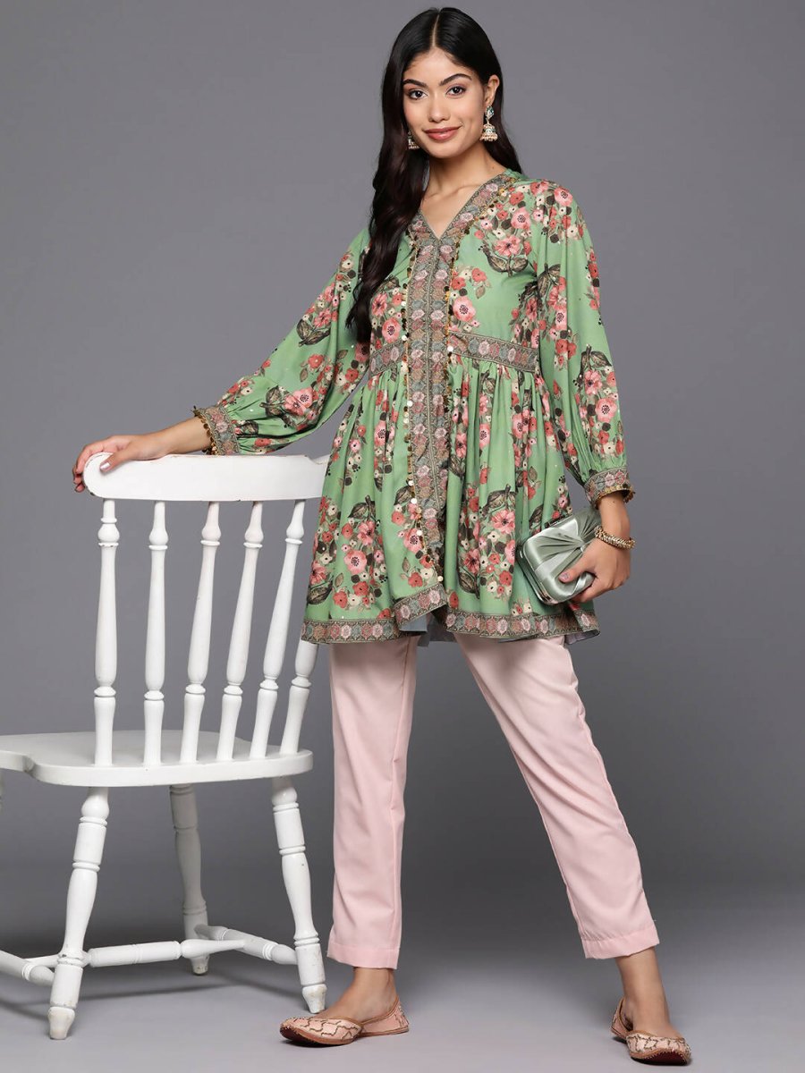 Ahalyaa Women's Traditional wear Tunic - Green | Swadesiicart