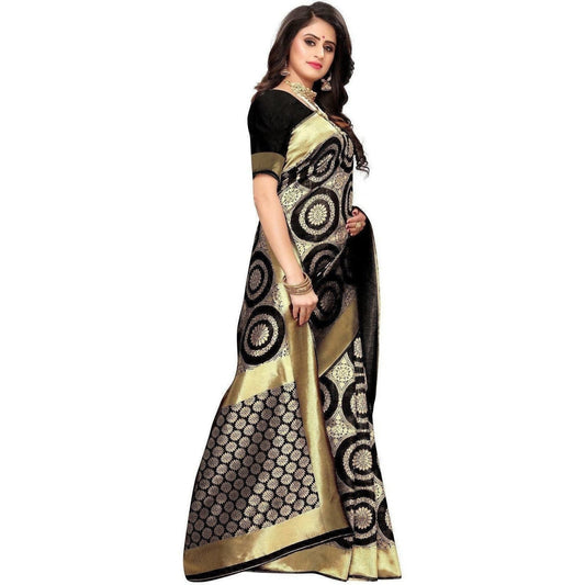 Vamika Banarasi Jaquard Black Weaving Saree (Banarasi 26) | Swadesiicart
