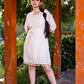 Aayaa Designer Multi Thread Hand Work Khadi Cotton One Piece Dress - Off White