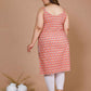 Miravan Women's Plus Size Peach-Coloured Floral Printed Straight Kurta - Swadesiicart