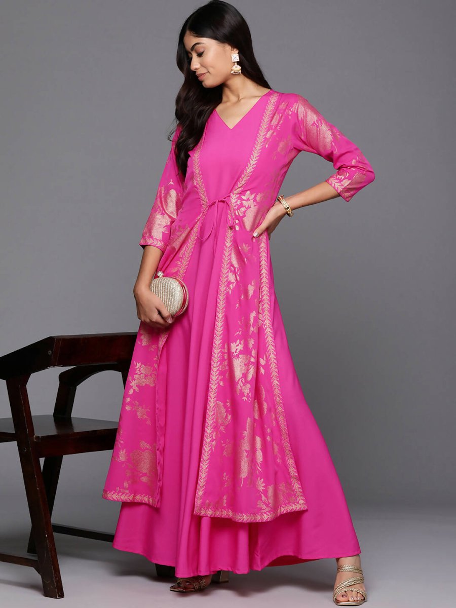 Ahalyaa Women's Traditional wear Ethnic Dress - Pink | Swadesiicart