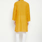 Even Apparels Yellow Pure Cotton Long Men's Kurta With Band Collar | Swadesiicart