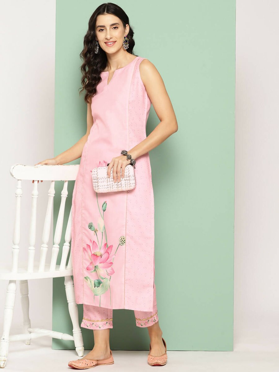 Ahalyaa Women's Traditional wear Kurta Set - Pink | Swadesiicart