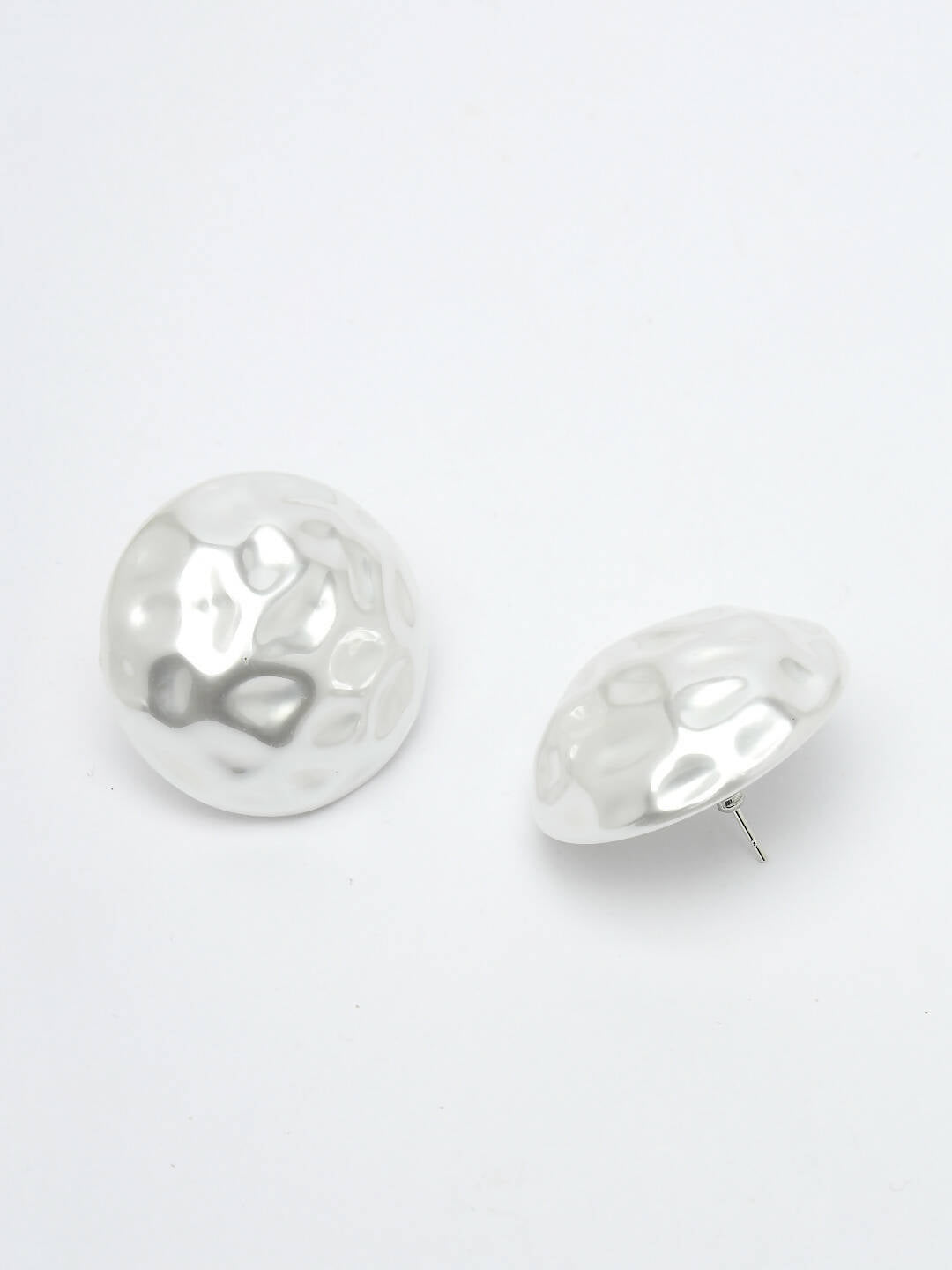NVR Women's White Color Moon Stud Earrings | Swadesiicart