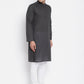 Even Apparels Grey Pure Cotton Men's Kurta With Band Collar | Swadesiicart