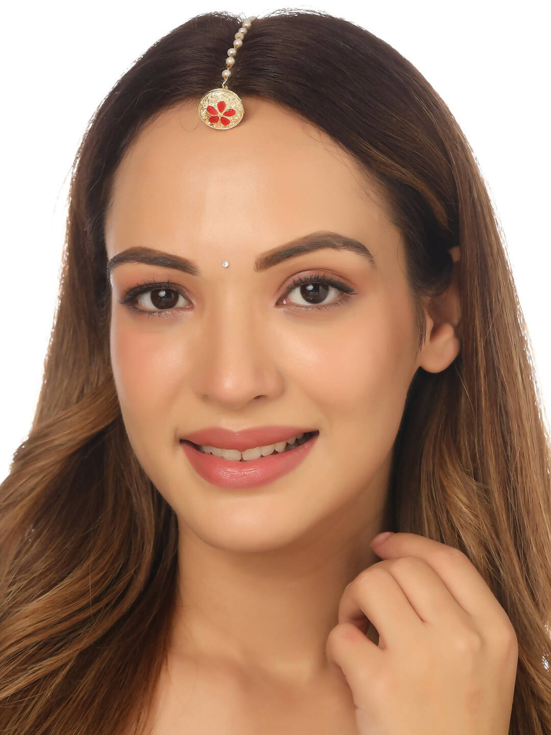 NVR Women's Trending Stylish Gold-Polished Maang Tikka | Swadesiicart