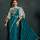 Blue Satin Silk Crepe Cord Sequence & Thread Embroidered & Stone Work Saree - Moh-Manthan Royal Enigma