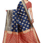 Vamika Banarasi Jacquard Weaving Blue Saree (Dangal Blue) | Swadesiicart