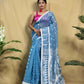 Exclusive Collection Beautiful Light Blue Jaal Jamdani Saree - Swadesiicart