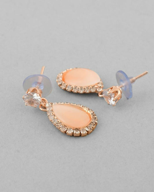 VOJ Gold-Polished Yellow Stone With AD Stone Studded Chain Set - Swadesiicart