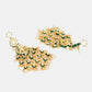 Ruby Raang 22k Gold Polished Kundan Chand Earrings With Ear Chains | Swadesiicart
