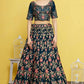 Blue Silk Semi-Stitched Wedding Bridal Lehenga - Nimaya