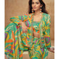 Anaita Parrot Green Real Chinon Stitched 3 Piece Suit with Printed & Embroidery hand work