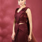 Maroon Imported Crush Lycra Texture Pattern Ready to Wear Saree with stitched Blouse - Nirvana | Swadesiicart