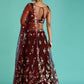 House of Panchhi Burgundy Net Sequinse Work Lehenga & Blouse, Dupatta | Swadesiicart