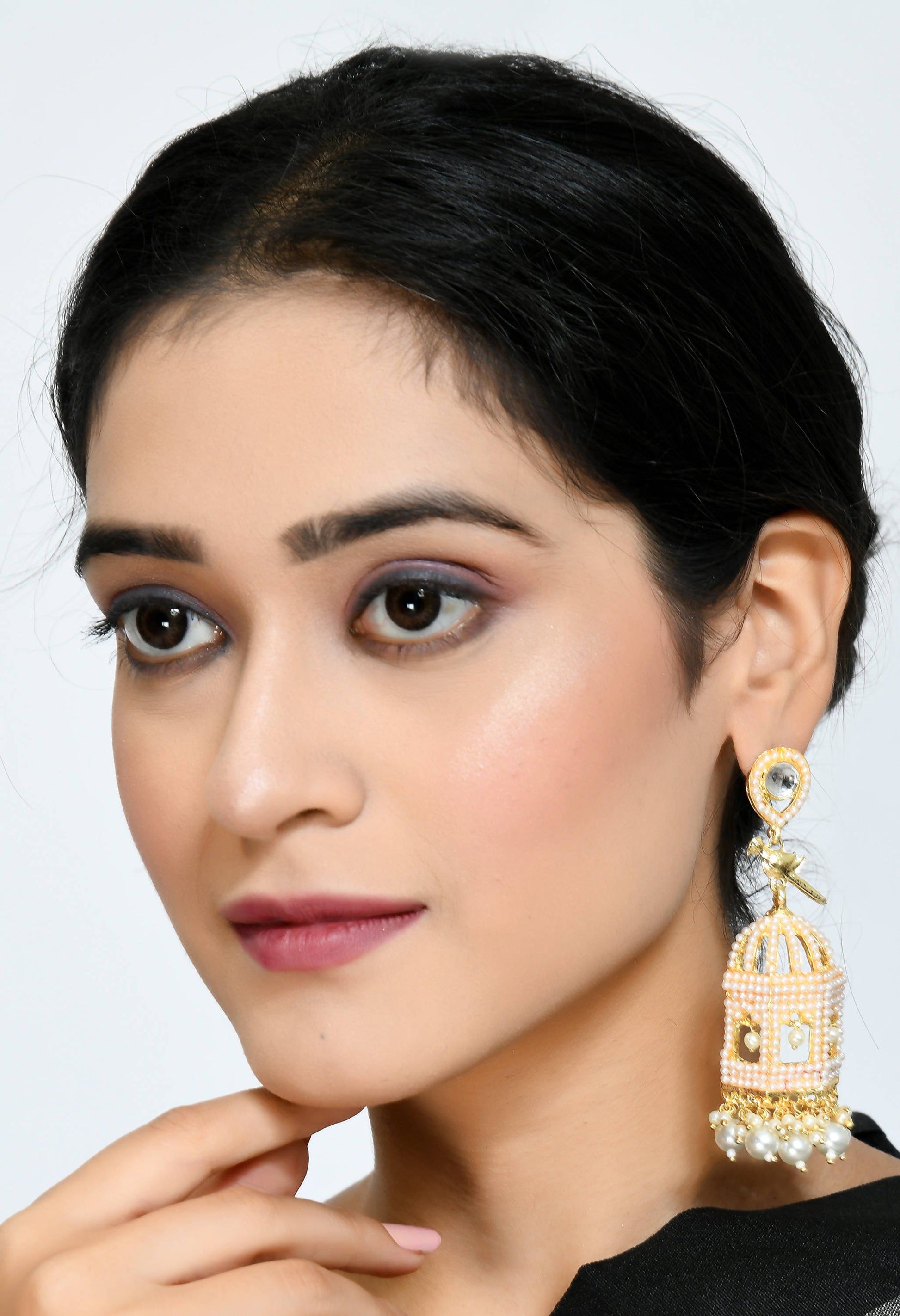 Mominos Fashion Johar Kamal Golden Color Bird Nest Earrings With Pearls - Swadesiicart