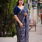 Blue Poly Georgette Ethnic Motifs Saree with Unstitched Blouse - Hiral Fashion | Swadesiicart