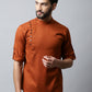 Even Apparels Brown Color Linen Pure Cotton Men's Kurta With Side Placket (SLD1137) | Swadesiicart