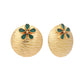 Nuyug 22K Gold-Plated Faux Emerald Stones Studded Circular Floral Shaped Motif Studs | Swadesiicart