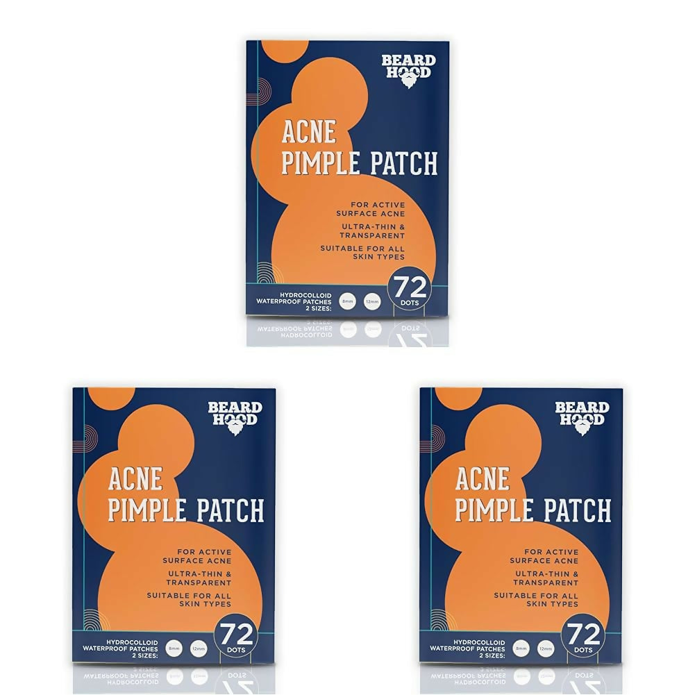 Beardhood Acne Pimple Patch Hydrocolloid Waterproof Patches For Active Surface Acne, Absorbs Pimple Overnight - Swadesiicart