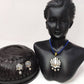 Terracotta Lotus Pendant Mini Necklace Set With Studs