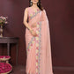 Ai Fashion Cream Soft Star Georgette Embroidery Party Wear Saree